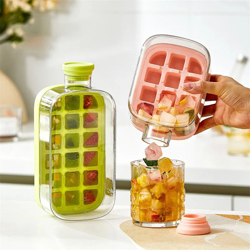 Ice Cube Tray Bottle With Straw